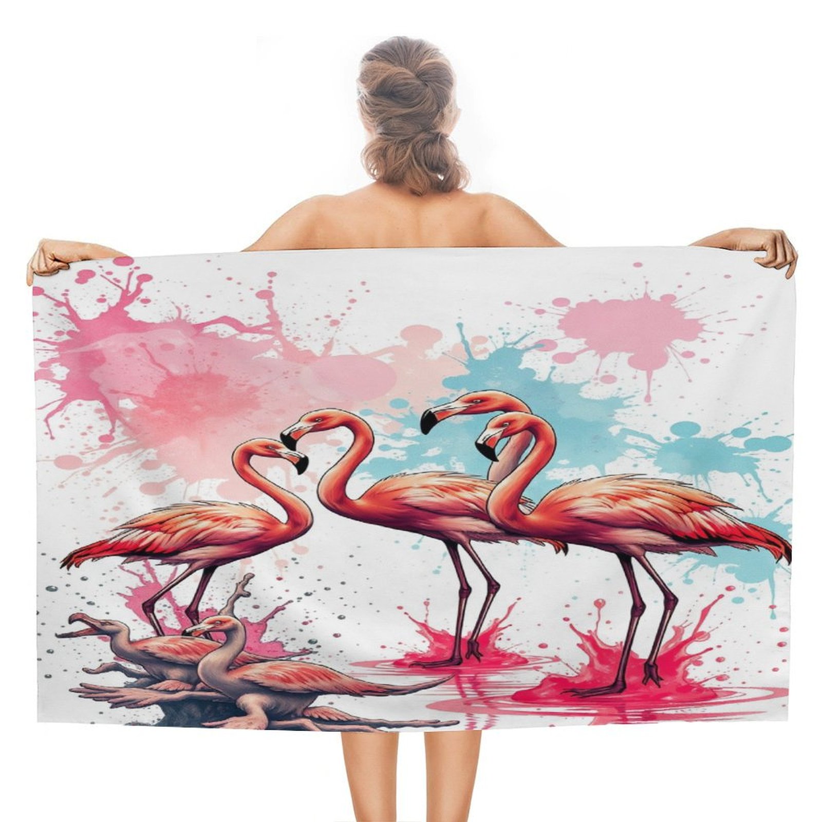 Cool Flamingo Squad Round Beach Towel main image 1