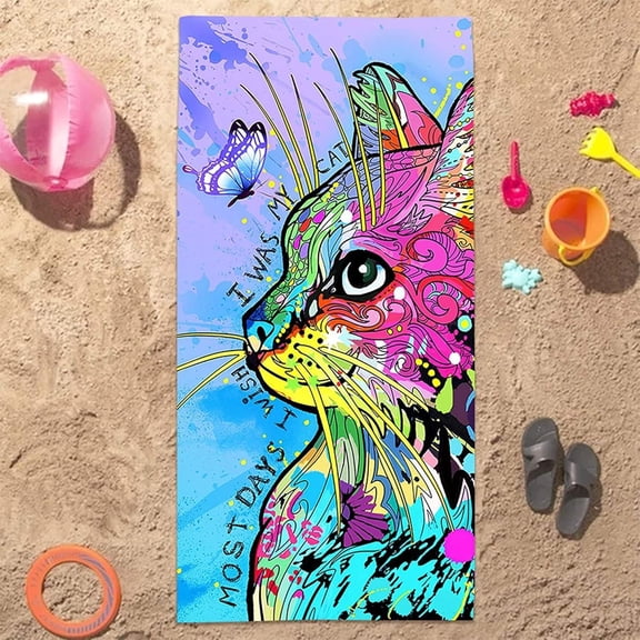 Flamingo Beach Towel, Funny Hawaiian Beach Towel for Girls s Teens ,Pink Flamingo Microfiber Quick Dry Sand Proof Bath Towel (3)