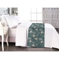 thumbnail image 1 of Flamingo Bed Runner, Exotic Bird Sketch With Rose and Oriental Round Shapes on Forest Theme Backdrop, Decorative Accent Bedding Scarf for Hotels Homes & Guest Rooms, Queen, Teal Eggshell, by Ambesonne, 1 of 3