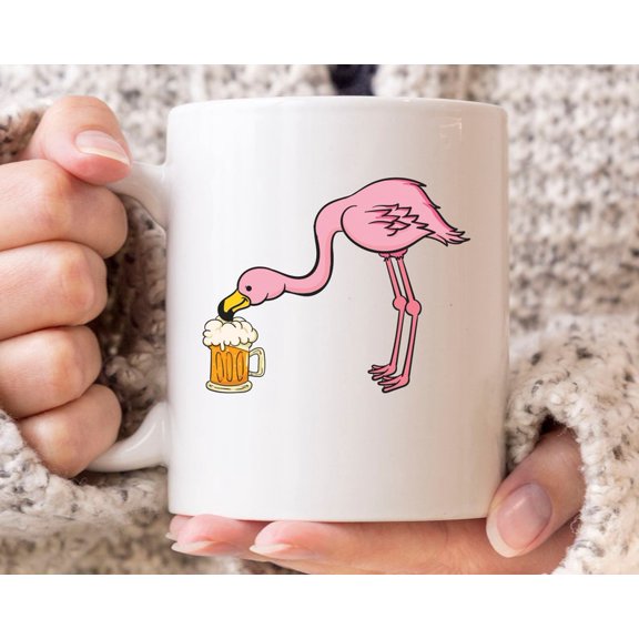 Flamingo Beer Mug, Cute Pink Flamingos Coffee Cup For Beer Alcohol Drinker, Funny Beer Drinking GifT1 Idea For Flamingo Lovers