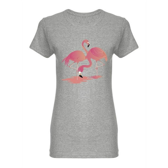 Flamingo Bird Colored Design Shaped T-Shirt Women -Image by Shutterstock, Female Large