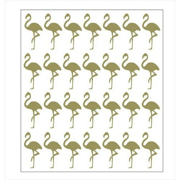 Flamingo Bird Flock Wall Decals Vinyl Stickers Decorative Bathroom Wall Art 28pc Met Gold