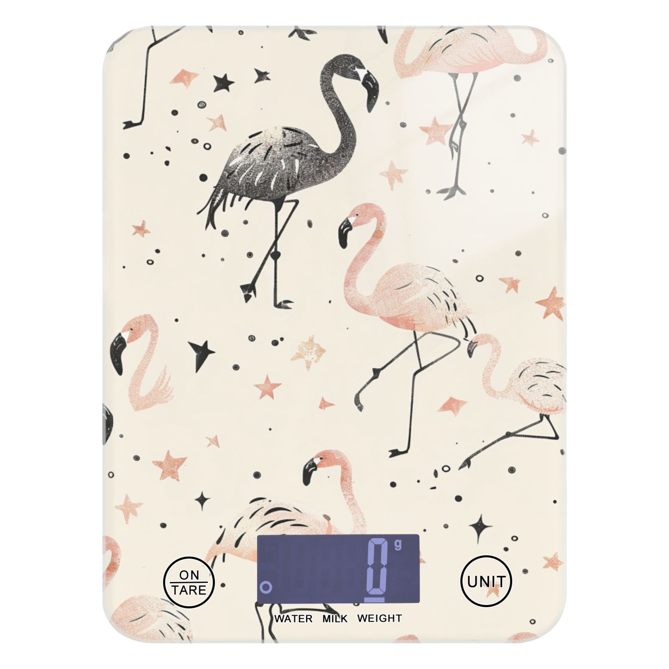 Flamingo Black and Pink Food Scale Digital Kitchen Scale Waterproof Tempered Glass Tare Function 11 lb for Baking Cooking Meal Prep