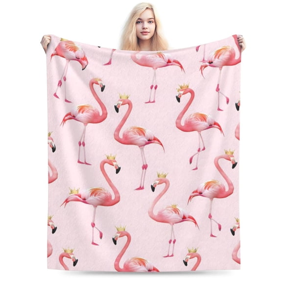 Flamingo Blanket Crown Flamingos Pink Throw Blankets,Birthday Gifts for Kids & Animal Lovers,Lightweight Soft Fleece for Sofa Couch Bed Room Travel Stylish Decor 50x40
