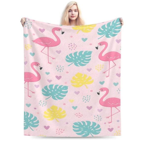 Flamingo Blanket Cute Flamingo Gifts for Women Girls Throw Blanket Pink Tropical Fleece Fuzzy Soft Flannel Plush Warm Bedding Stuff for Kids Adults 80x60