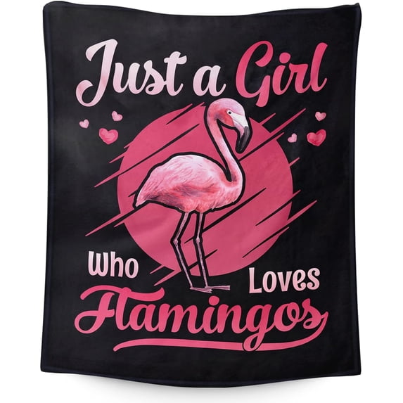 Flamingo Blanket Gifts - 40x30 Inches Cute Throw Blanket for Women & Girls - Black Soft Fuzzy Blankets for Lap & Chair, for Flamingo Lovers