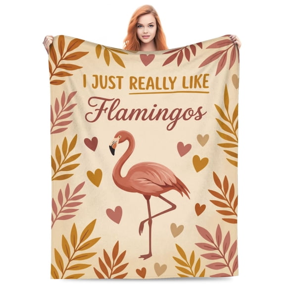 Flamingo Blanket, I Just Really Like Flamingos Throw Blanket, Tropical Leaves Design, Soft Cozy Fleece Fuzzy Plush Warm Blanket, Bedding Decor, Gift 50x40