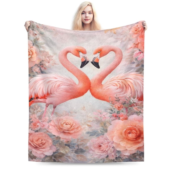 Flamingo Blanket Warm Plush Flamingo Flannel Throw Blanket Super Soft Fleece Cozy Fuzzy Flamingoes Stuffed Animal Blanket Gifts for Kids Teens Adults Room Decor 50x40