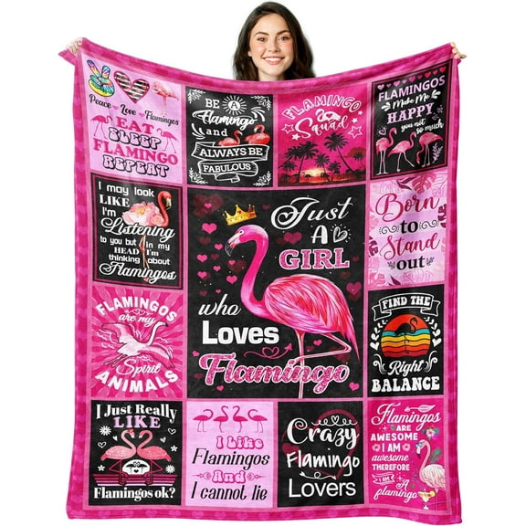 Flamingo Blanket for Women Girls, Flamingo Gifts for Girls, Pink Flamingo Blanket and Throws, Flamingo Lovers Birthday Gifts Decor Throw Blanket 50" x 40"
