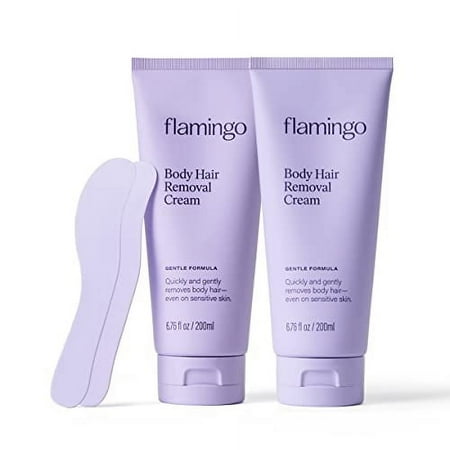 Flamingo Body Hair Removal Cream - 6.76 fl oz - Pack of 2 - Gentle Formula - Safe for Sensitive Skin