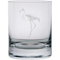Flamingo Body Zoo Animal Themed Etched 10.25oz Crystal Rocks Whisky Glass