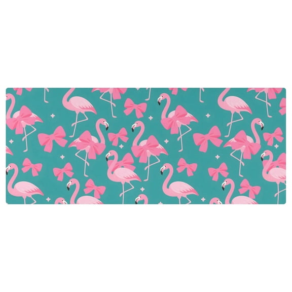 Flamingo Bow Pattern Stretch Fitted Tablecloth 2.5x6ft Elastic Wrinkle Resistant Cover