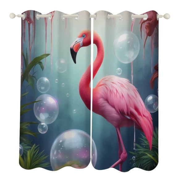 Flamingo Bubble Fantasy Blackout Window Curtains for Bedroom Living Room Kicthen High Shading 2 Panels
