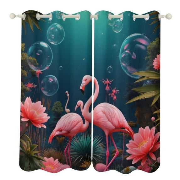 Flamingo Bubble Garden Luxury Window Curtains Blinds for Living Room Kids Bedroom Bathroom Kicthen Door Home Decor 2 Panels