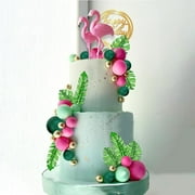 Flamingo Cake Toppers Summer Cake Decorations Pineapple and Hibiscus Flower Palm Leaf Cake Toppers for Tropical Hawaiian Beach Luau Themed Party Supplies (Style 1)