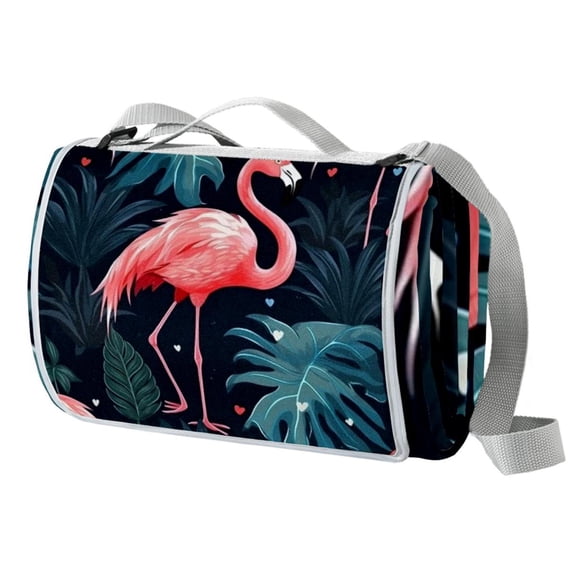Flamingo Canvas Beach Blanket Picnic Mat XL - Waterproof Sandproof Outdoor Mat for Beach, Camping, Travel - Large Size Portable Mat for Family, Friends - Lightweight, Easy to Clean