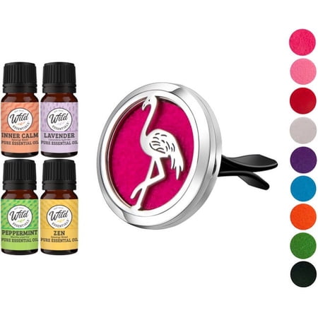 Flamingo Car Vent Diffuser w/ 8 pads, gift box and 4 oils