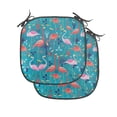 thumbnail image 1 of Flamingo Chair Seating Cushion Set of 4, Colorful Interpretation of Animals and Heart Leaves Swirls Motifs Ornamental, Seat Pads for Office with Anti-slip Backing, 16"x16", Multicolor, by Ambesonne, 1 of 7