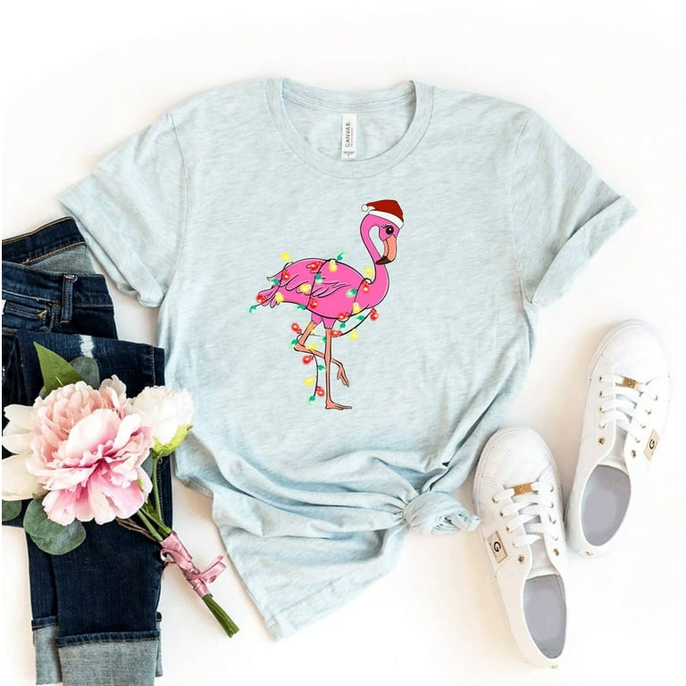 Funny Gift For Flamingo Lovers! Pink Flamingo Santa Hat Tee Funny Gift For Flamingo Lovers! Pink Flamingo Santa Hat Tee