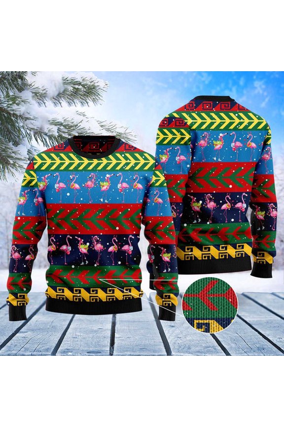 Flamingo Christmas Pattern Ugly Christmas Sweater, Funny Xmas Sweater, Sweater Xmas