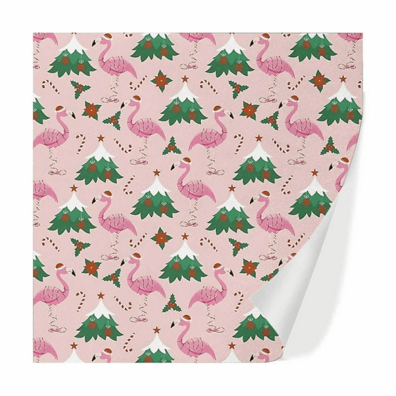 Flamingo Christmas Wrapping Paper 23x58 Inch Pink Christmas Tree and Flamingo Wrapping Paper for Xmas Holiday, Party Celebration
