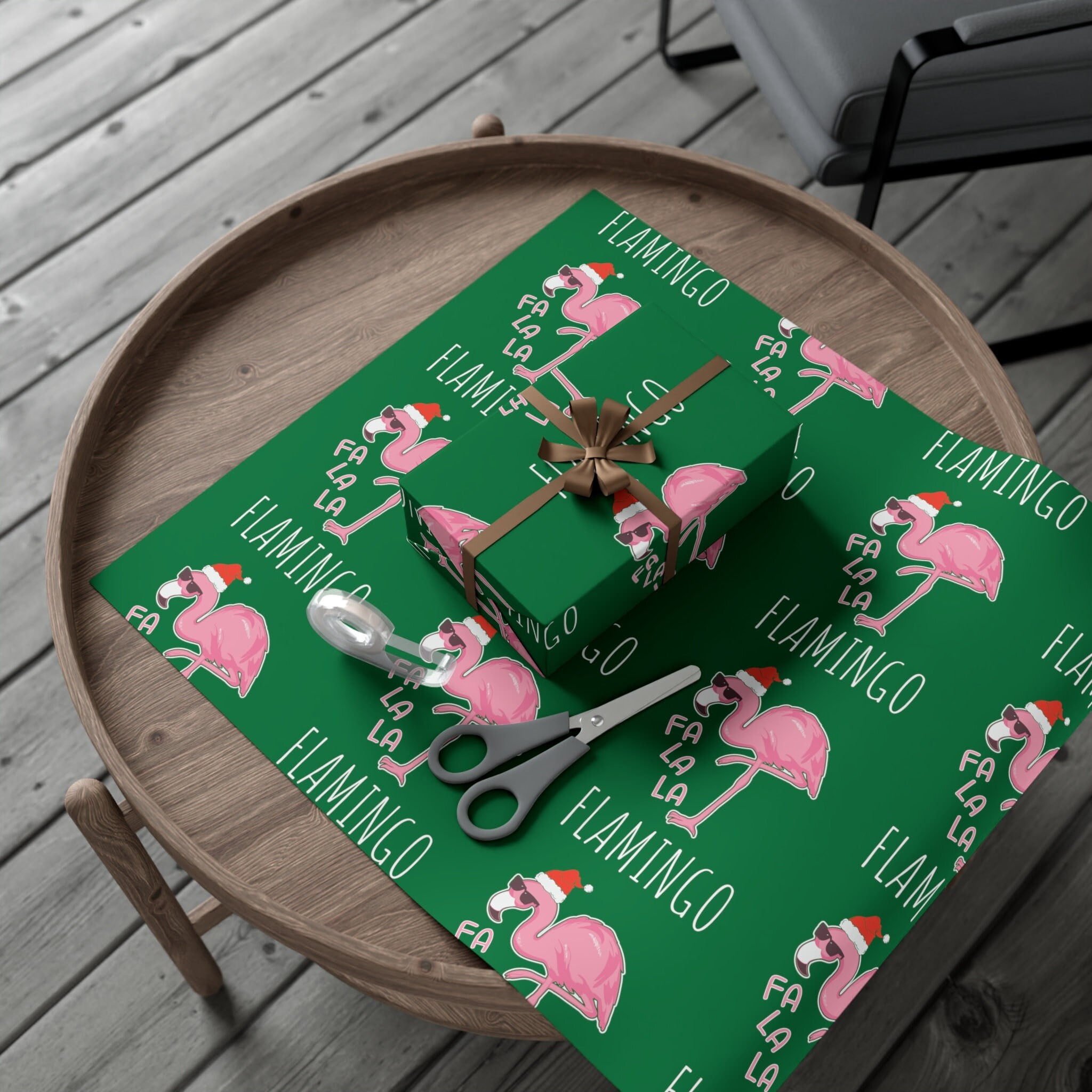 Flamingo Christmas Wrapping Paper Rolls Funny Whimsical Gift Wrap