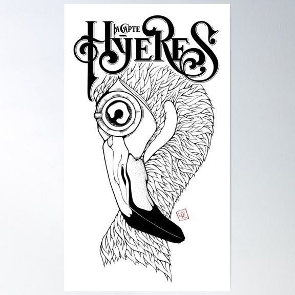 Flamingo Coffee Cup. Hyeres La Cape Lettering Poster Wall Art, Modern Wall Decor For Living Room Bedroom, 8x12 UNFRAMED