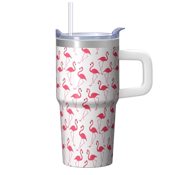 Flamingo Coffee Mug 20OZ with Handle Stainless Steel Insulated Tumbler Cup Leak Resistant Double Wall Vacuum Keeps Drinks Hot Cold Gifts for Women Girls on Birthday Christmas Summer