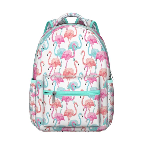 "Flamingo College Bookbag - Stylish & Waterproof Backpack for High School & University, Spacious Laptop Bag, Trendy Gift for Students"