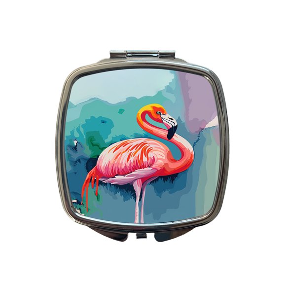 Flamingo Colorful Travel Makeup Handbag Purse Small Pocket Compact Mirror