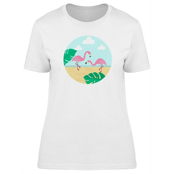 Flamingo Couple At The Beach T-Shirt Women -Image by Shutterstock, Female Large
