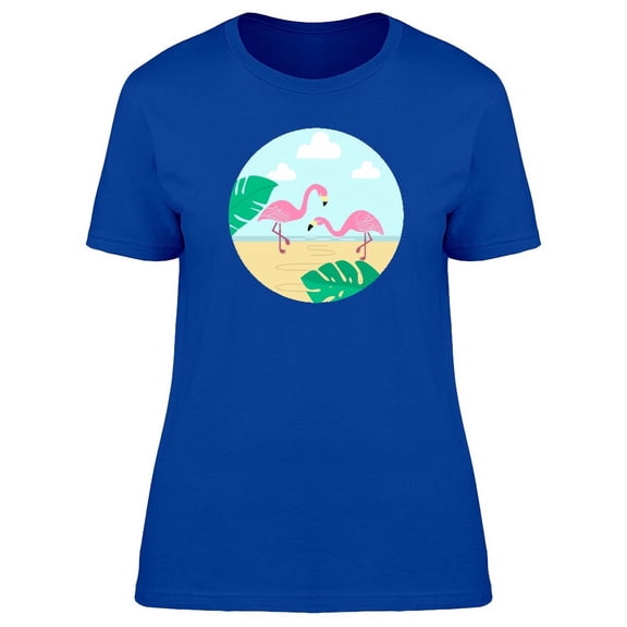Flamingo Couple At The Beach T-Shirt Women -Image by Shutterstock, Female Small