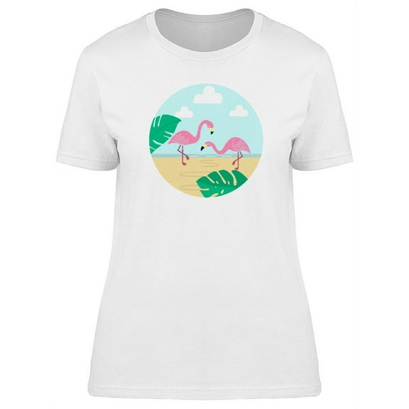 Flamingo Couple At The Beach T-Shirt Women -Image by Shutterstock, Female x-Large