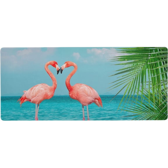 Flamingo Couple Summer Beach Valentine Large Gaming Mouse Pad Big Mousepad Mice Keyboard Mat with Non-Slip Rubber Base for Computer Laptop Home & Office, 35.4 X 15.7 inch