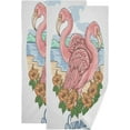 thumbnail image 1 of Flamingo Couples Pink 2 PCS Hand Towels for Bathroom, Hot Summer Beach Kitchen Towel Ultra Soft and Absorbent Decorative Fingertip Face Bath Towels for Spa & Hotel, 28.3"x 14.4", 1 of 5