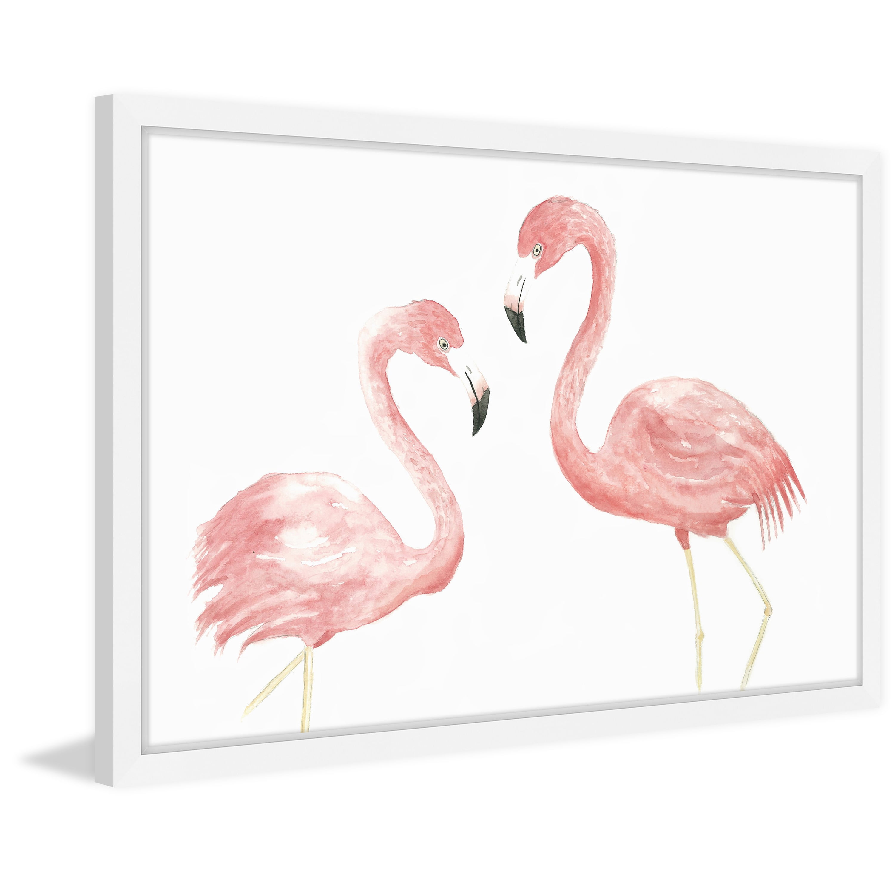 "Flamingo Courtship" Framed Painting Print