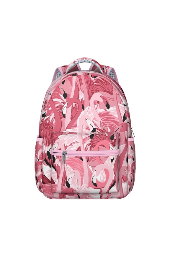 Flamingo Crochet Backpack - Handmade Cotton Yarn Construction, Stretchable to Accommodate Bulky Winter Gear