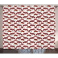 thumbnail image 1 of Ambesonne Flamingo Curtains 2 Panel Set, Floral Birds Hand Drawing, 108" x 108", Red Coral Sea Green, 1 of 3