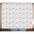 thumbnail image 1 of Ambesonne Flamingo Curtains 2 Panel Set, Botanical Flourish, 108" x 90", Seafoam Coral White, 1 of 3
