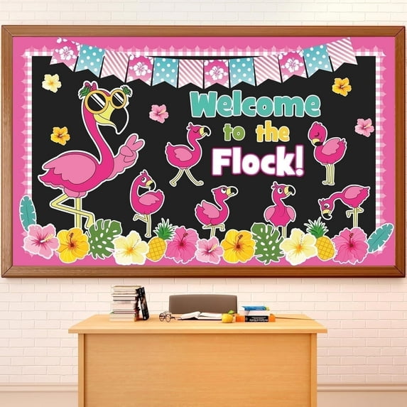 Flamingo Cutouts Flamingo Classroom Decor Welcome to The Flock Tropical Beach Cutouts Back to School Summer Bulletin Board Decorations for School Classroom Hawaiian Party