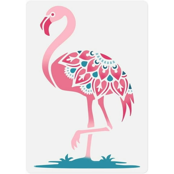 Flamingo Deco Wall Stencil Template 11.7 x 8.3 Inch Reusable Bird Stencil for Painting on Wood Wall Floor Fabric Furniture Flamingo DIY Home Decor Craft Stencil