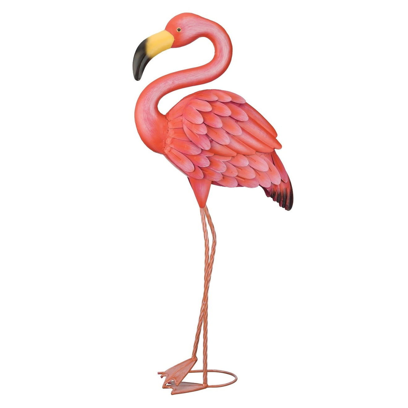 Hand-Painted Pink Metal Flamingo Garden Decor 33"