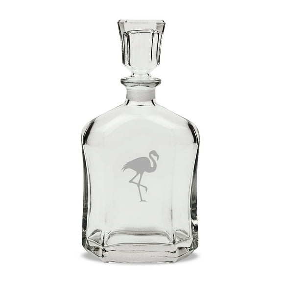 Flamingo Deep Etched Stemless Red Wine Glass Set of 4