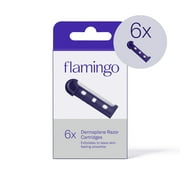 Flamingo Reusable Dermaplane Stainless Steel Facial Razor Refill Cartridges, 6 Count