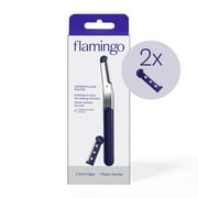 Flamingo Reusable Dermaplane Facial Razor Handle with 2 Stainless Steel Razor Refill Cartridges