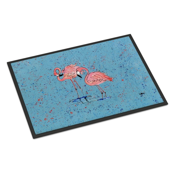 Flamingo on Blue Speckle Door Mat 8566 Doormat