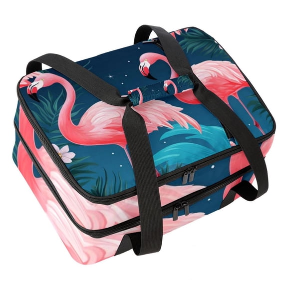 Flamingo Double Layered Insulated Refrigerated Lunch Bag with Large Capacity - 7.1x11.4x16.1 Inches - Hand-Carried Lunch Bags