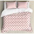 thumbnail image 1 of Flamingo Duvet Cover Set Queen Size, Exotic Fantasy Pattern with Hawaii Wildlife Elements in Pastel Colors, Decorative 3 Piece Bedding Set with 2 Pillow Shams, Beige Dark Coral Purple, by Ambesonne, 1 of 3