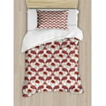 thumbnail image 1 of Flamingo Duvet Cover Set Twin Size, Artistic Bird Figures with Floral Abstract Ornaments Hand Drawn Lilies, Decorative 2 Piece Bedding Set with 1 Pillow Sham, Red Coral Sea Green, by Ambesonne, 1 of 3