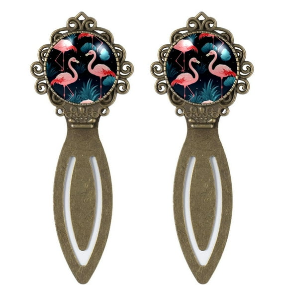 Flamingo Elegant Vintage Copper-Colored Stainless Steel Lace Bookmarks - Set of 2, Gift for Readers